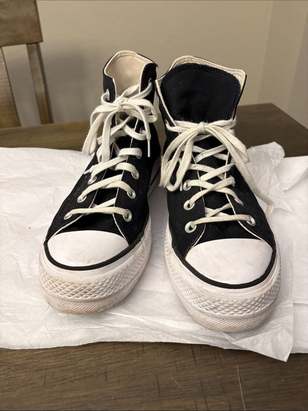 Converse Black Platform High tops.   Size 9